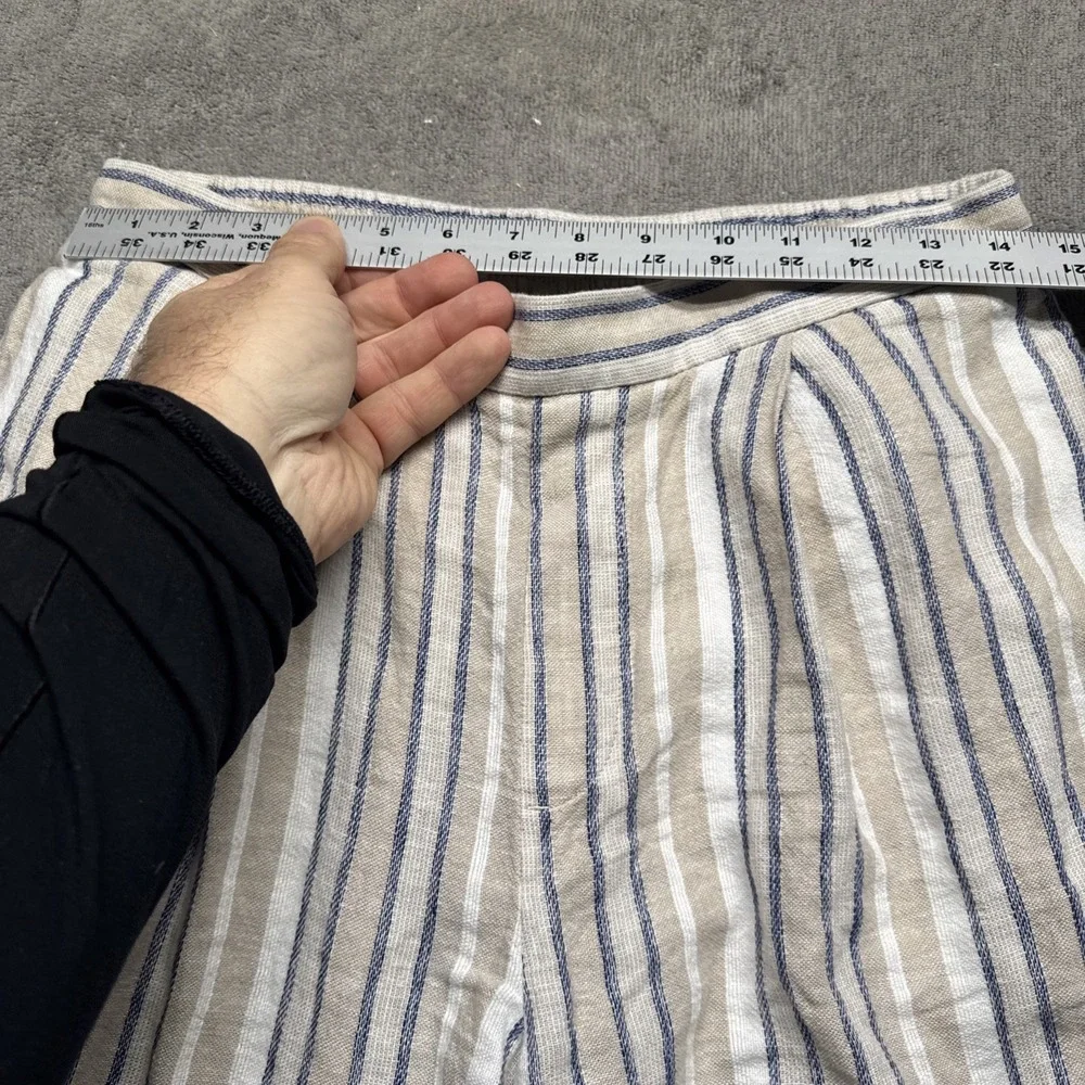 Banana‎ Republic Linen Stripe Wide Leg Pants Small Coastal Resort Beachy Chic